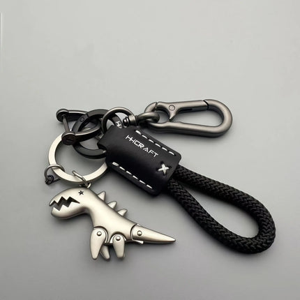 Cute Cartoon Dinosaur Keychain, Exquisite Leather Rope Key Ring for Women, Car Keychain & Bag Pendant Gift