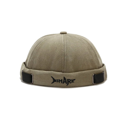 Bocca Embroidery Docker Cap Without Visor Shark Letter Brimless Caps Beanies Dome Adjustable Skullcap Solid Color Fashion Hat