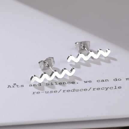 Stainless Steel Earrings 2022 Trend Simple Wave Charms Luxury Fashion Stud Earrings For Women Jewelry Party Friends Kpop Gifts