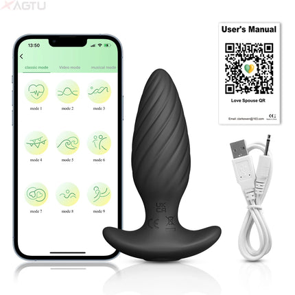 Wireless Bluetooth Anal Vibrator APP Control Butt Plug Men Prostate Massager Male Ass Anal Adult Sex Toys for Women Couples Gay