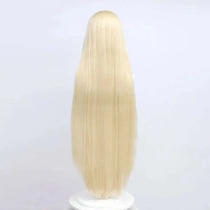 Long Straight Light Blonde Wig: “Chobits” Chi Cosplay Wig—High-Temperature Synthetic Fiber Wig for Parties and Comic Conventions