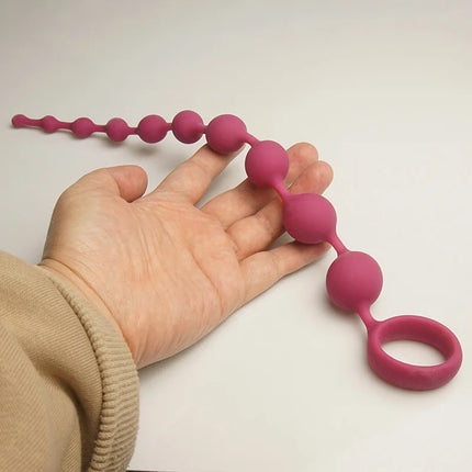 Silicone Anal Beads Sex Toys,10 Increasing Size Balls Anus Butt Plug,Analplug Buttplug Butplug With Easy Pull Loop Handle