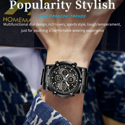 OLEVS 2024 New Mens Watches Top Brand Luxury Sport Digital Quartz Wristwatch For Men All Steel Military Waterproof Clock+Box