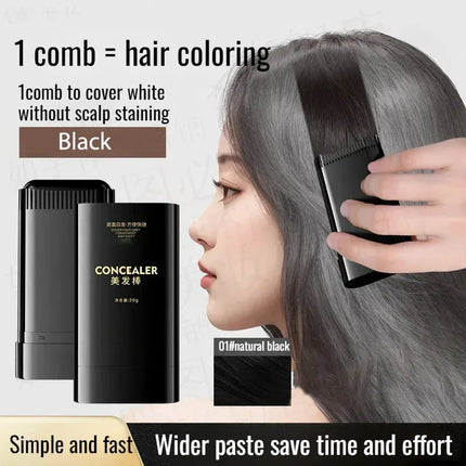 YP1205 Instant Black Covera Waterproof and Sweatproof Hair Dye Stick Disposable White Hair Coloring Comb  Hairline Root Conceale