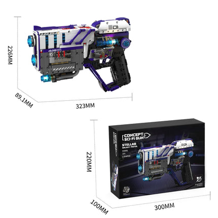 1334PCS Mechanical Gun with Lights Building Blocks Set, Toy Gun Desktop Ornament, Educational Model Building Toy, Birthday Gift
