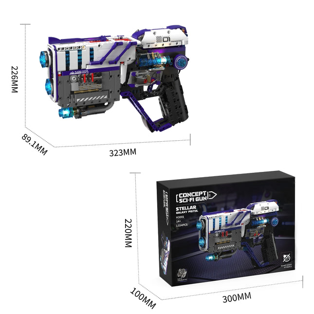 1334PCS Mechanical Gun with Lights Building Blocks Set, Toy Gun Desktop Ornament, Educational Model Building Toy, Birthday Gift