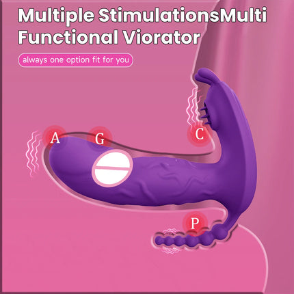 3 In 1 Wearable Panty Vibrator Dildo Sex Toy Masturbator G-Spot Clitoral Stimulator Massager for Female Couples Adults 18+