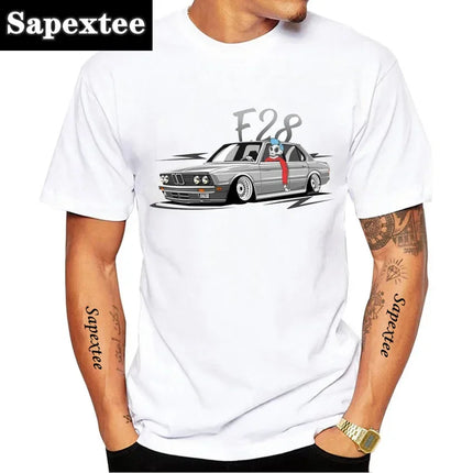 E30 E28 E36 Low Style Skull Driver T-Shirt New Summer Men Short Sleeve E90 Sport Car Design Boy Casual Tops Adventur White Tees