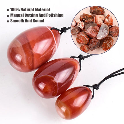 3Pcs/Set Natural Carnelian Yoni Egg Women Kegel Exercise Massage Ball Hygiene Care Jade Egg Vaginal Muscle Tightening Kegel Egg