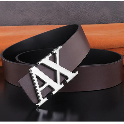Men Belt Fashionable Simple Letter Buckle Reversible Male Belt for Men 3.8cm Luxury Good Quality