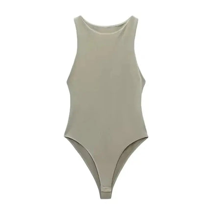 Women Fashion With Halter Neck Skinny Bodysuit Sexy Sleeveless Snap-button Female Playsuits Mujer