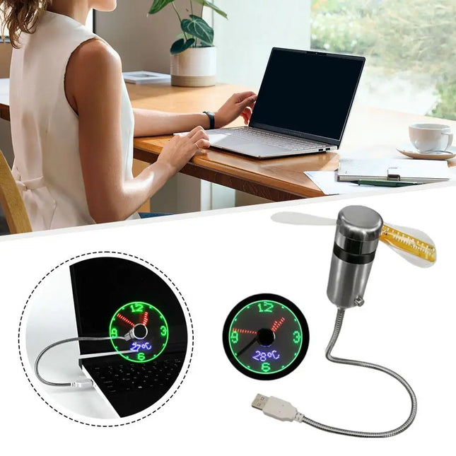 Multi-function USB Real Time Clock Fan USB Time Temperature Fan USB Real Time Clock Fan Desktop Quiet Fan For Office Study Dorm Daily