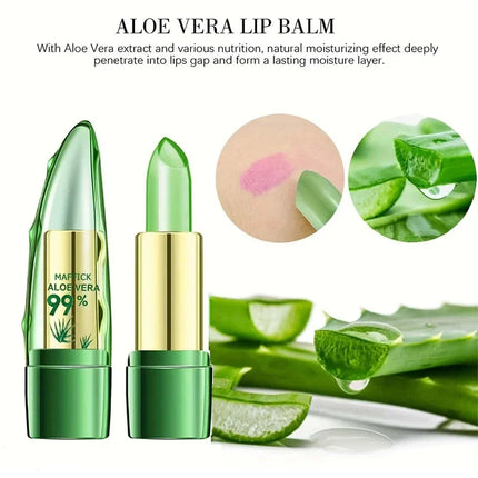 1PC Moisturizing Aloe Vera Lipstick Discoloration Lip Care Nutritious Plumper Lip Balm Magic Cosmetic Makeup Lip Beauty Care