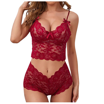 Sexy Women Lingerie Set Female Adjustable Shoulder Strap Triangle Cup Bralettle Thin Lace Flower Printed Underwear Suit
