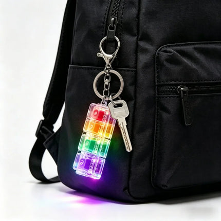 4-Key Fidget Keyboard Clicker Keychain LED Light Stress Relief Toy Viral Press Button Decompression Gadget  Anti-Anxiety Pendant