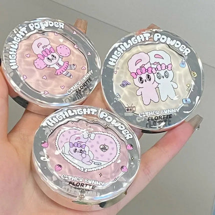 FLORTTE BUNNY Monochrome Highligh Powder Naturally Brightening Facial Blush Cream High Gloss Face Blusher Makeup Cosmetics
