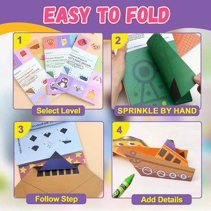 Origami Kit 30 Sheets Origami Paper Craft Guiding Book DIY Art Craft Projects Supplies for Beginners Children Kids Boys Girls