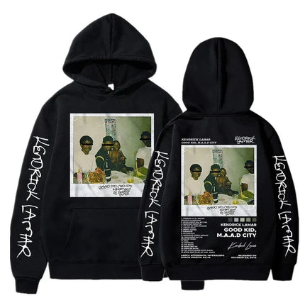 Hip Hop Men Women's Hoodie Rapper Kendrick Lamar Good Kid Album Graphic Printed Hooded Sweatshirts Fashion Pocket Streetwear