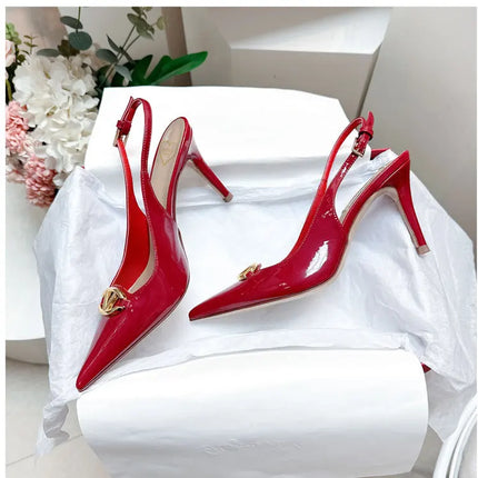 Women's pointed high-heeled sandals for women's summer 2025 new style pointed high-heeled shoes with metal buckle single shoes