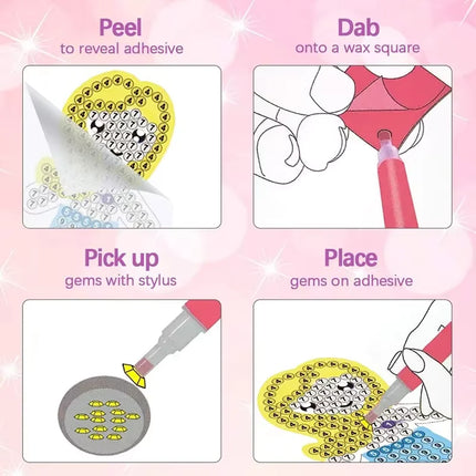 5D Diamond Painting Kit DIY Crafts Easter Basket Stuffers Gifts for Girls Kids Ages 3-12 Party Favors Bag Pendant Toys