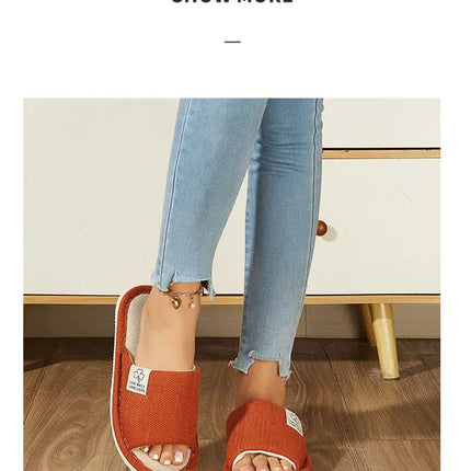 Home Linen Slippers For Men In Spring&Autumn Comfortable Bedroom Open-toed&Breathable Slippers Men's & Women's Shoes Summer