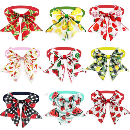 50pcs Summer Dog Neckties Fruit Style Adjustable Small Dog Puppy Bow Tie Collar Pets Grooming Pet Accessories for Small Dogs