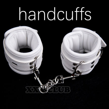 Thierry Luxury Soft white Bondage Restraints Handcuffs Collar Wrist Ankle Cuffs for Fetish Erotic Adult Games Couple Sex Product