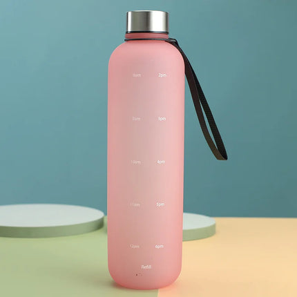 1L Water Bottles for Girls Kids Leakproof Gym Fitness Sports Bottle for Outdoor Travel, Camping Frosted Plastic Drinking Bottle