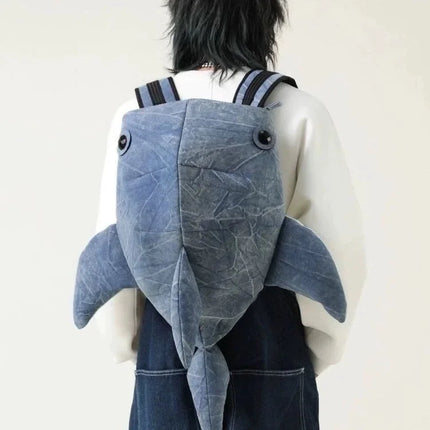 Cute Whale Shark Shape Backpack Durable Large Capacity Travel Bag Women Men Cute Outdoor Cartoon Knapsack Student Schoolbag