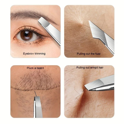 4-piece Professional Tweezer Set Perfect for Eyebrow Hair Removal, Splinter Removal - Very Easy and Relaxed to Use