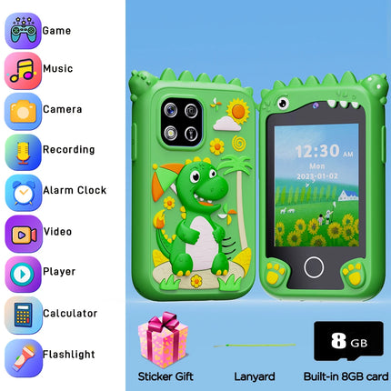Mini Kids Smart Phone 8GB Cartoon Unicorn 2.8'' Stories Music Camera Habit Track Baby Mobile Toy Phone Educational Tools Gifts