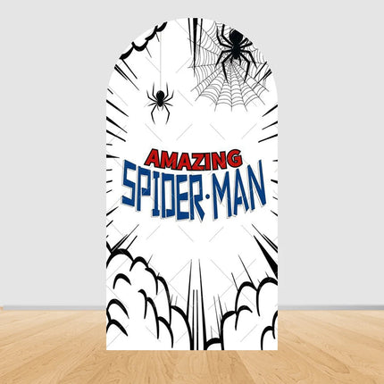 Spider Man Arch Backdrop Cover Web Pattern Design For Boys Birthday Party Superhero Theme Photo Booth Background Decor Prop