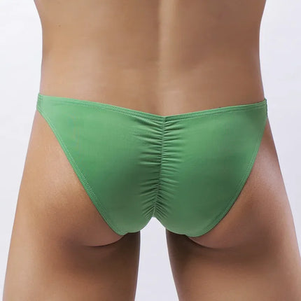 Large Size Wrinkle Male Briefs High Elastic Ice Silk Man Underwear Solid Color Youth Thin Section Comfortable Breathable Sexy