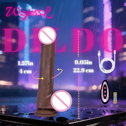 Discreet Silicone Dildo Vibrator Heating Wireless Remote Telescopic with Suction Cup For G-spot Realistic Dick Sex Toy for Women