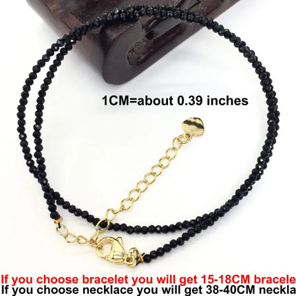 Natural Stone Beads Necklaces bracelet 2-3MM Faceted Round Quarts Tourmalins Mini Beads Necklaces For Women Jewelry Gifts