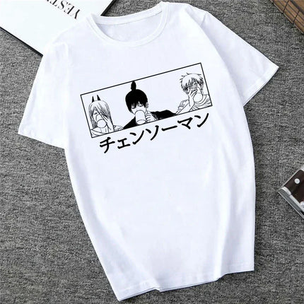 Japanese Anime Denji Tshirt Unisex Chainsaw women T Shirt Women Funny Cartoon Pochita Makima T-shirt Graphic Tees Tops Female 90