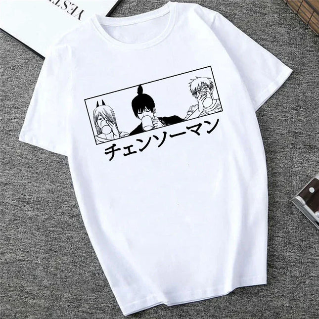 Japanese Anime Denji Tshirt Unisex Chainsaw women T Shirt Women Funny Cartoon Pochita Makima T-shirt Graphic Tees Tops Female 90