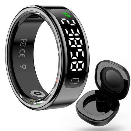 R11C Display Screen Smart Ring Men Women Gesture Swipe Video Smartring Charging Case Health Monitor Waterproof For Android IOS