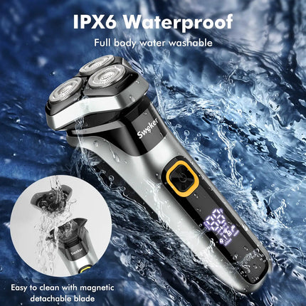 Sweker Electric Razor for Men Rechargeable Electric Shaver with Pop up Trimmer for Sideburns Trimmer Travel Lock IPX6 Waterproof