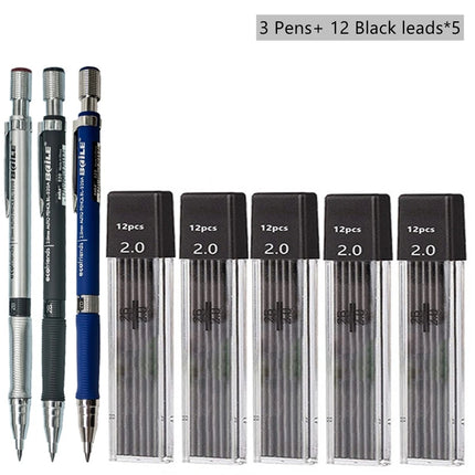 2.0mm Mechanical Pencil With Black/Color Lead Refill Automatic Pencil Art Drawing Painting Sketching School & Office Stationery