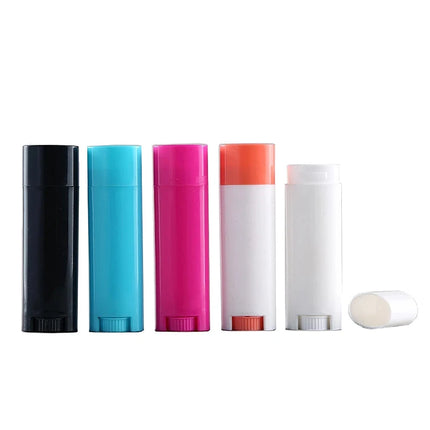 100pcs 5g Plastic Transparent Cosmetic Round Lip Balm Tubes Empty 5ml Oval Black Lipstick Tube Packaging Lip Balm Container