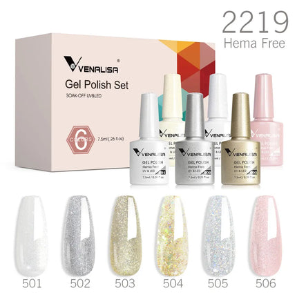 6pcs/kit VENALISA Valentine's Day Collection Lovely Pink Nails HEMA FREE TPO FREE Soak Off UV LED Semi Permanent Set Gel Varnish