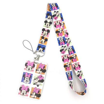 Mickey mouse Neck Keychain Necklace Webbings Ribbons Anime Cartoon Neck Strap Lanyard ID badge Holder Keychain Lanyards kids