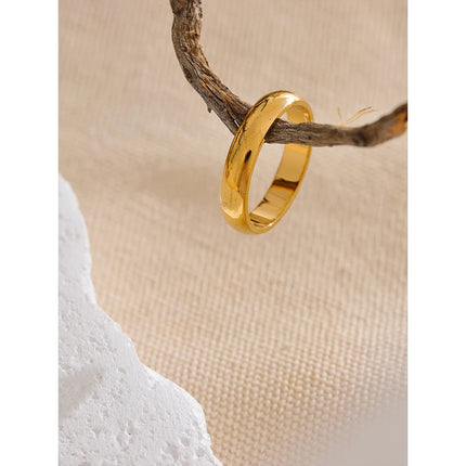 Yhpup 6789# Daily Classic Fashion Stainless Steel Smooth Glossy Ring 18k Gold Plated Hypoallergenic Jewelry High Quality Plated