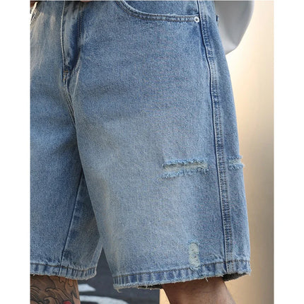 Washed Denim Jorts Shorts Men's Summer Streetwear Fashion Hip Hop Casual Loose Denim Wide Leg Short Baggy Jeans Pant Shorts