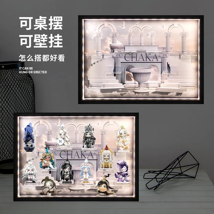 CHAKA Candle Whisper Series Display Box Wooden Acrylic LED Showcase Blind Box Figures 48×8.8×34 cm 13 Preset Slots Hidden Spot