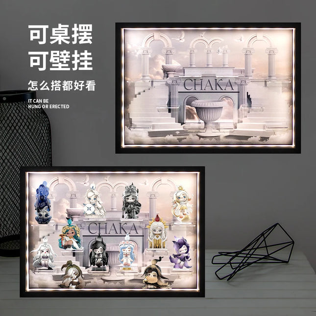 CHAKA Candle Whisper Series Display Box Wooden Acrylic LED Showcase Blind Box Figures 48×8.8×34 cm 13 Preset Slots Hidden Spot