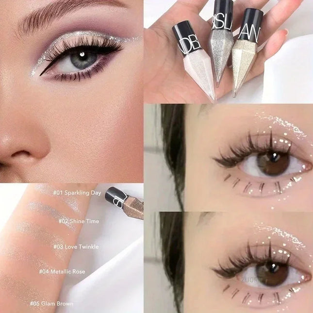 Pearlescent Diamond Liquid Eyeliner Shimmer Waterproof Long Lasting Glitter Silver Color Easy to Wear Eye Pencil Korean Makeup