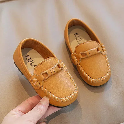 Boys Leather Shoes Black White for School Party Wedding Kids Formal Flats Loafers Slip-on Soft Loafers Children Moccasins 21-30