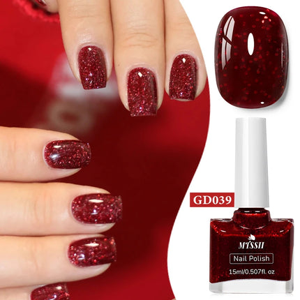 Mtssii 15ml Water-Based Nail Polish Quick Drying,Nude Glitter Red Nail Varnish,Odorless,Durable,Peelable,No-bake Nail Polish